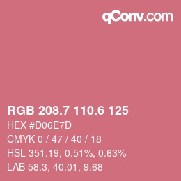 カラーコード: RGB 208.7 110.6 125 | qconv.com