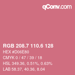 カラーコード: RGB 208.7 110.6 128 | qconv.com