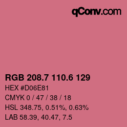 カラーコード: RGB 208.7 110.6 129 | qconv.com