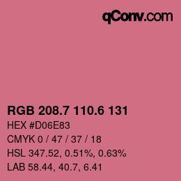 カラーコード: RGB 208.7 110.6 131 | qconv.com