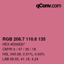 カラーコード: RGB 208.7 110.6 135 | qconv.com