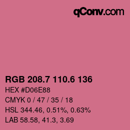 カラーコード: RGB 208.7 110.6 136 | qconv.com