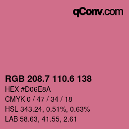 カラーコード: RGB 208.7 110.6 138 | qconv.com