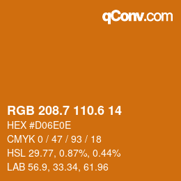 カラーコード: RGB 208.7 110.6 14 | qconv.com