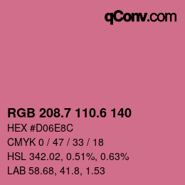 カラーコード: RGB 208.7 110.6 140 | qconv.com
