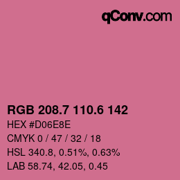 カラーコード: RGB 208.7 110.6 142 | qconv.com