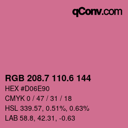 カラーコード: RGB 208.7 110.6 144 | qconv.com
