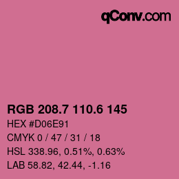 カラーコード: RGB 208.7 110.6 145 | qconv.com