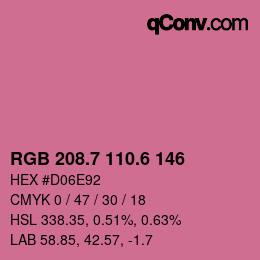 カラーコード: RGB 208.7 110.6 146 | qconv.com