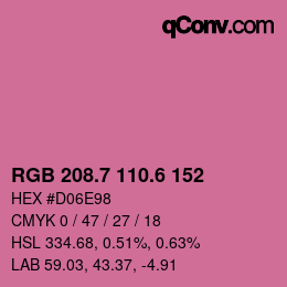 カラーコード: RGB 208.7 110.6 152 | qconv.com