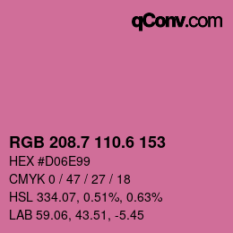カラーコード: RGB 208.7 110.6 153 | qconv.com