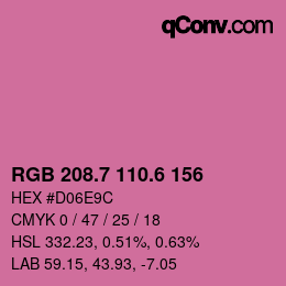 カラーコード: RGB 208.7 110.6 156 | qconv.com