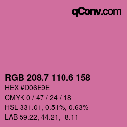カラーコード: RGB 208.7 110.6 158 | qconv.com