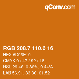 カラーコード: RGB 208.7 110.6 16 | qconv.com