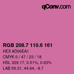 カラーコード: RGB 208.7 110.6 161 | qconv.com