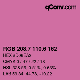 カラーコード: RGB 208.7 110.6 162 | qconv.com