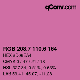 カラーコード: RGB 208.7 110.6 164 | qconv.com