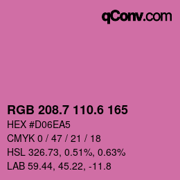 カラーコード: RGB 208.7 110.6 165 | qconv.com