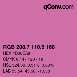 カラーコード: RGB 208.7 110.6 168 | qconv.com