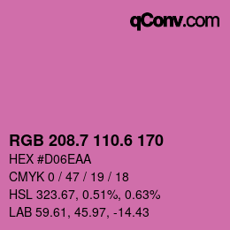 カラーコード: RGB 208.7 110.6 170 | qconv.com