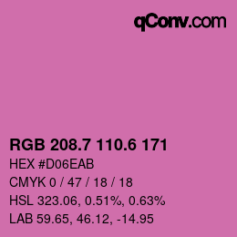 カラーコード: RGB 208.7 110.6 171 | qconv.com