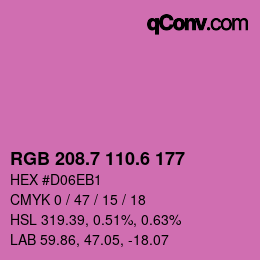 カラーコード: RGB 208.7 110.6 177 | qconv.com