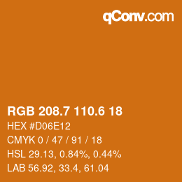 カラーコード: RGB 208.7 110.6 18 | qconv.com