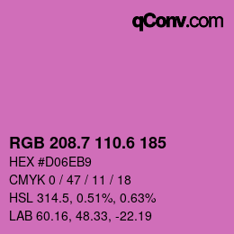 カラーコード: RGB 208.7 110.6 185 | qconv.com