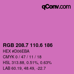 カラーコード: RGB 208.7 110.6 186 | qconv.com