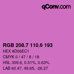 カラーコード: RGB 208.7 110.6 193 | qconv.com