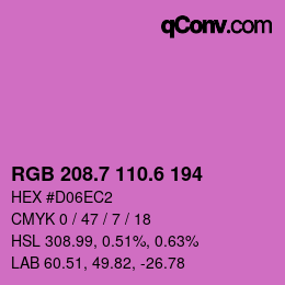 カラーコード: RGB 208.7 110.6 194 | qconv.com
