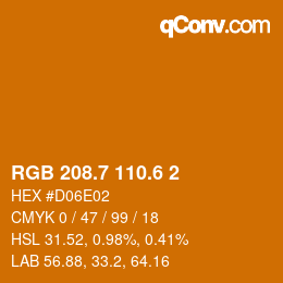 カラーコード: RGB 208.7 110.6 2 | qconv.com