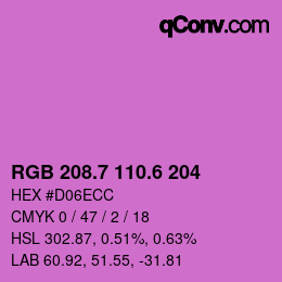 カラーコード: RGB 208.7 110.6 204 | qconv.com