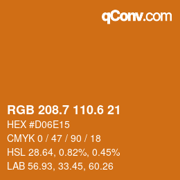 カラーコード: RGB 208.7 110.6 21 | qconv.com