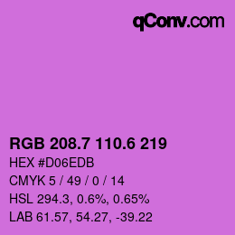 カラーコード: RGB 208.7 110.6 219 | qconv.com