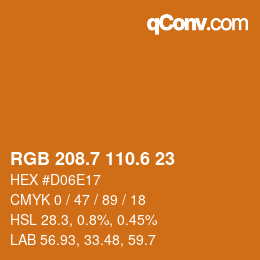 カラーコード: RGB 208.7 110.6 23 | qconv.com