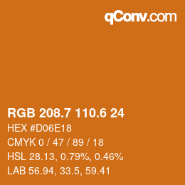 カラーコード: RGB 208.7 110.6 24 | qconv.com