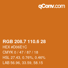 カラーコード: RGB 208.7 110.6 28 | qconv.com