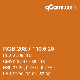 カラーコード: RGB 208.7 110.6 29 | qconv.com