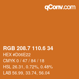 カラーコード: RGB 208.7 110.6 34 | qconv.com