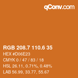 カラーコード: RGB 208.7 110.6 35 | qconv.com