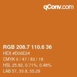 カラーコード: RGB 208.7 110.6 36 | qconv.com