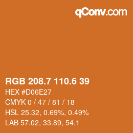 カラーコード: RGB 208.7 110.6 39 | qconv.com
