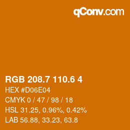 カラーコード: RGB 208.7 110.6 4 | qconv.com