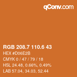 カラーコード: RGB 208.7 110.6 43 | qconv.com