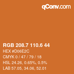 カラーコード: RGB 208.7 110.6 44 | qconv.com