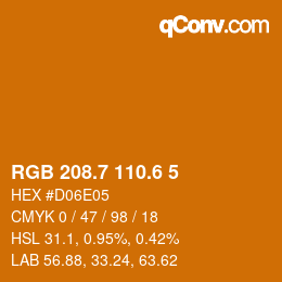 カラーコード: RGB 208.7 110.6 5 | qconv.com