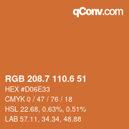 カラーコード: RGB 208.7 110.6 51 | qconv.com