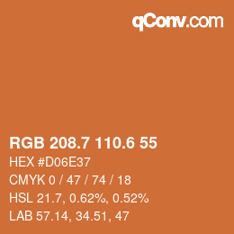 カラーコード: RGB 208.7 110.6 55 | qconv.com
