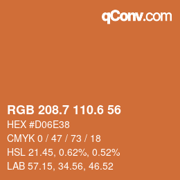 カラーコード: RGB 208.7 110.6 56 | qconv.com